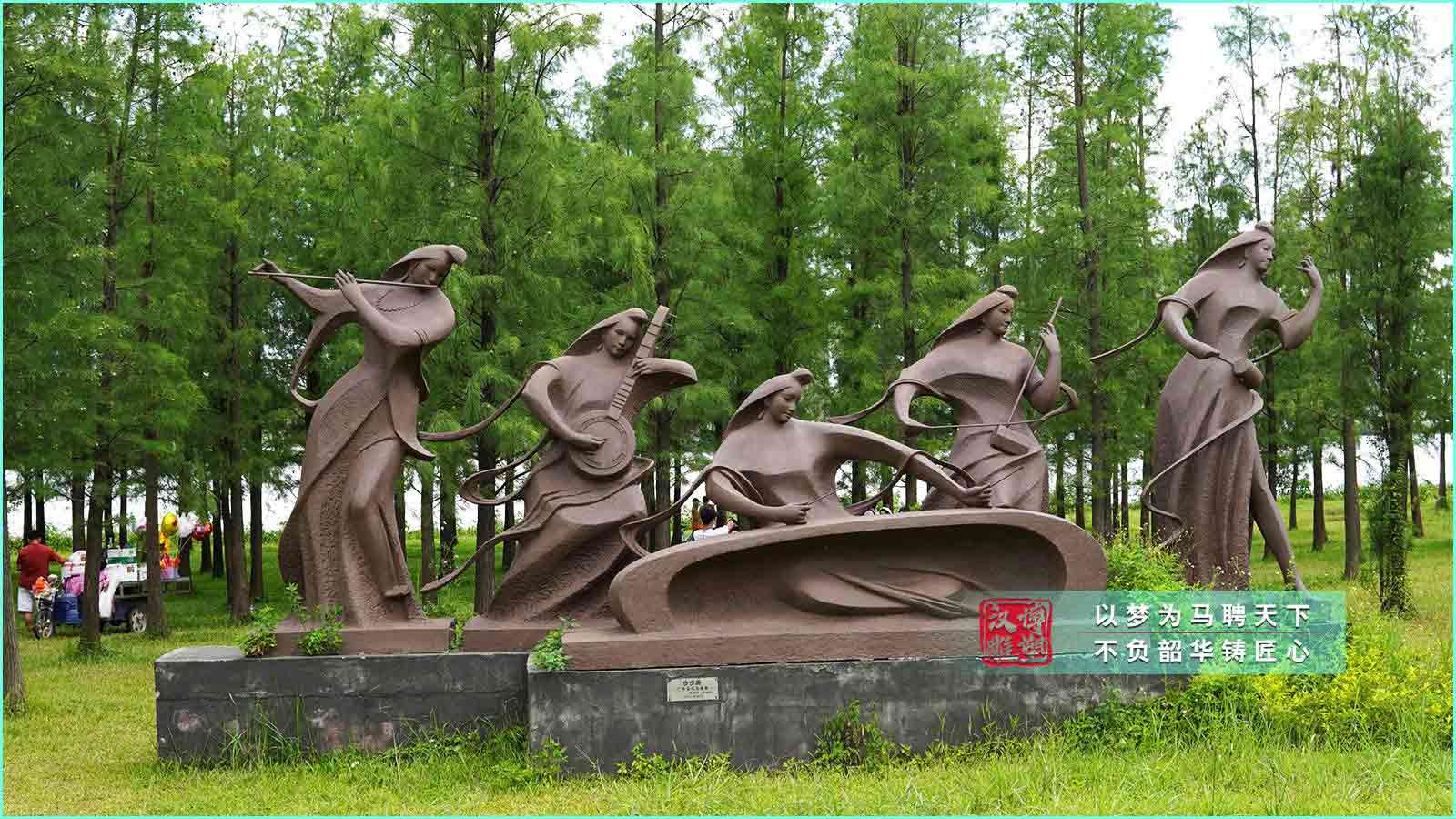 鑄銅吹拉彈唱音樂主題人物雕塑,戶外大型廣場(chǎng)公園景觀雕塑,黃銅雕塑定制源頭工廠